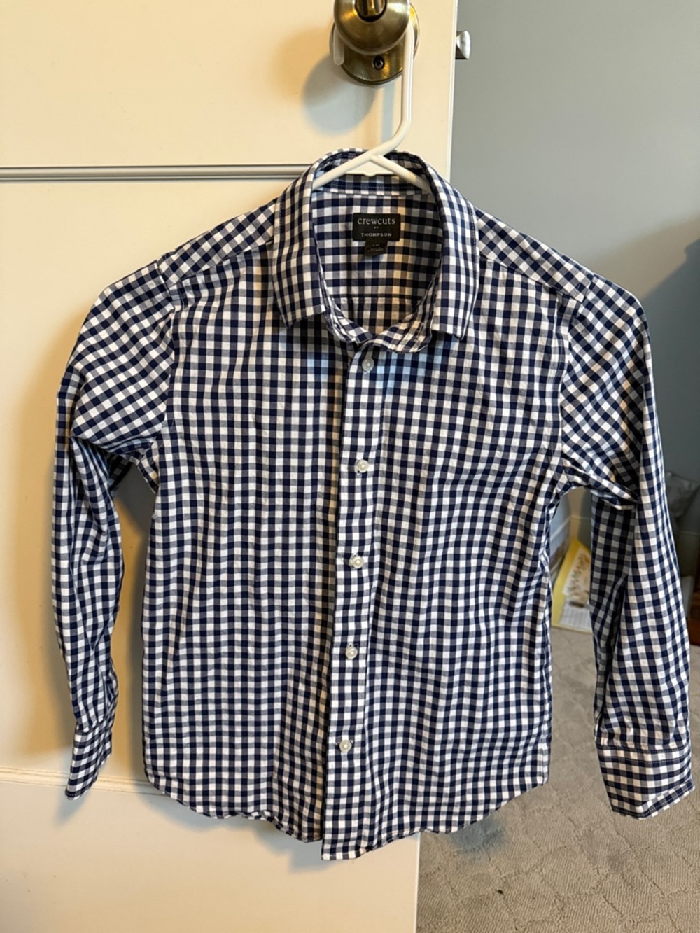 Crewcuts Navy and White Gingham Button-Down Shirt